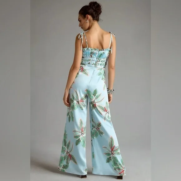 NWT Anthropologie Hutch Ruched Blue Floral Jumpsuit 10 - Picture 8 of 8